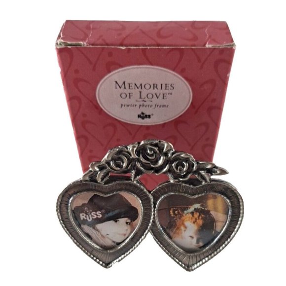 Russ Other - Vintage NEW Russ Miniature Picture Frame Pewter Hearts Victorian Rustic 2.5x2